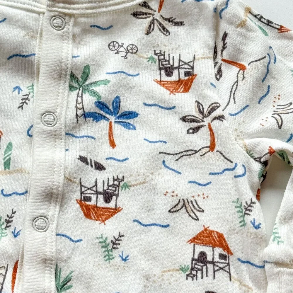 Modern Moments by Gerber Beach Baby Romper | Summer Ocean Surf | 0-3 Months